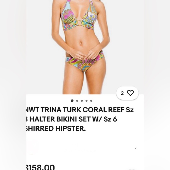 Trina Turk Coral Reef Halter Bikini Top Sz M - Picture 3 of 5